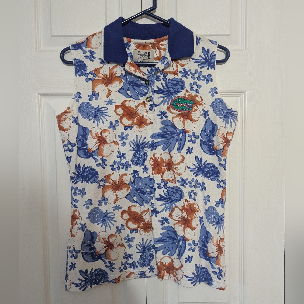 Florida Gator Sleeveless Polo Floral Size Medium Golf/Pickleball By U Wanna Bet